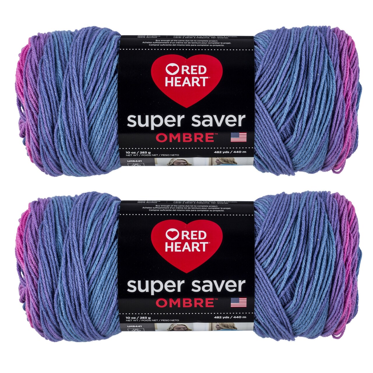 Red Heart Super Saver Jumbo Sweet Treat Ombre Yarn - 2 Pack of 283g/10oz - Acrylic - 4 Medium (Worsted) - 482 Yards - Knitting/Crochet